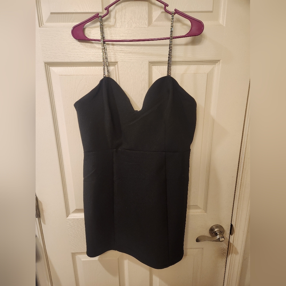 H&M Black Rhinestone-strap Dress